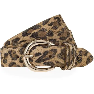 Ledergürtel TAMARIS, Damen, Gr. 90, taupe, schwarz braun, Rindsleder, Animalmuster, modisch, Gürtel, Florales Muster im Metallic-Design oder Animal-Look, 3 cm breit