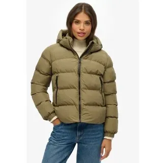 Superdry für Damen. W5011996A Stanton Steppjacke mit Kapuze grün (M), Lässig, Polyester