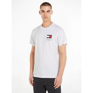 Tommy Jeans T-Shirt TJM SLIM ESSENTIAL FLAG TEE EXT mit Rundhalsausschnitt weiß