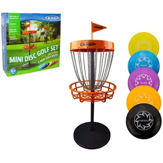 Guru Schildkröt 970362 - Guru, Mini Disc Golf Set, Disc Golf Mini Basket Set, Frisbeegolf-Korb inkl. 5 Mini-Discs