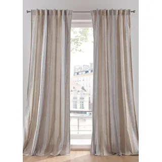 bonprix Vorhang mit Streifen mit recyceltem Polyester (1er Pack), beige, 245x135 cm, mit Baumwolle