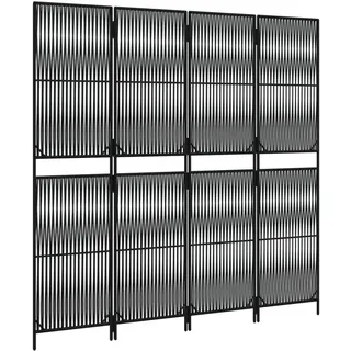 vidaXL Paravent 4-tlg. Schwarz Poly Rattan
