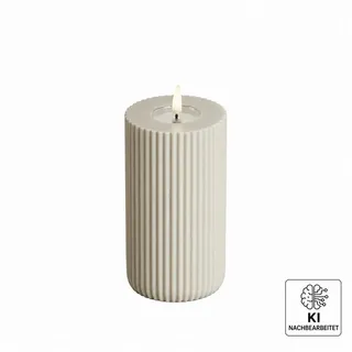 Deluxe Homeart LED-Kerze Unique Solid Stripe Rillenkerze 8 * 15 cm in Sand von deluxe Homeart