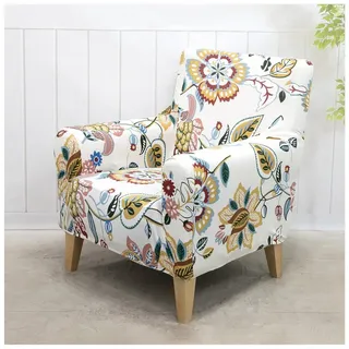 Qelus Sesselhusse Stretch Sofa Überzug Sesselbezug Waschbare Mit Armlehne Wohnzimmer, Elastisch Sessel überzug weiß