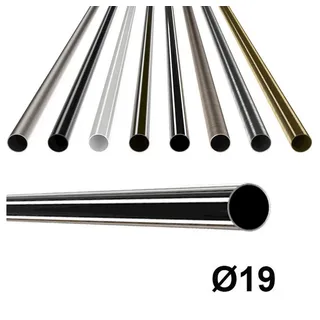 MDEKOR Gardinenstange Gardinenrohr aus Metall – Stahlrohr für Stangen Ø 16, 19 & 25 mm, Ø 19 mm Edelstahl, Länge 180 cm silberfarben 180 cm
