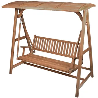 Hollywoodschaukel 3-Sitzer Garten-Schaukel Bank Teak-Holz 200cm Schwingschaukel
