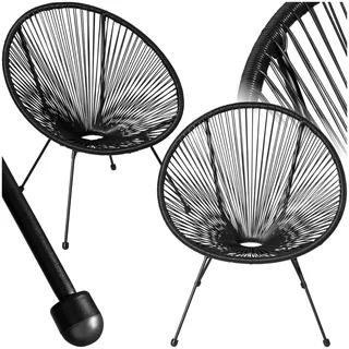 tectake® 2er Set Stuhl Acapulco Design, Gartenstuhl, Gartenstühle im Retro Design, Indoor und Outdoor Sessel für Garten, Wintergarten, als Terrassenstühle oder Balkon Sessel - schwarz