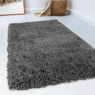 Esprit Wollteppich Seattle Shag, ESP-26391, rechteckig, Höhe: 50 mm, modern, flauschig aus Schurwolle, pflegeleicht, Wohn-, Schlafzimmer grau 70 cm x 140 cm x 50 mm