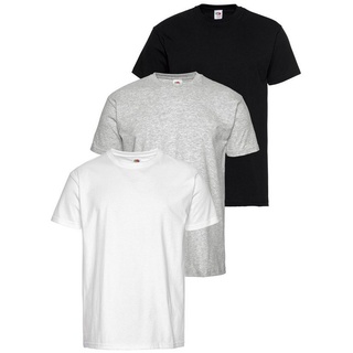 Fruit of the Loom T-Shirt (Packung, 3-tlg) mit Rundhalsausschnitt grau|schwarz|weiß XL (56/58)