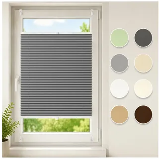 Sekey Plissee Plissee ohne Bohren Klemmfix verspannt für Fenster & Tür Lichtschutz, blickdicht, Klemmfix Montage ohne Bohren, Klemmfix, Faltenstore Klemmfix Lichtschutz und Sichtschutz 40x130cm Dunkelgrau grau 40 cm x 130 cm