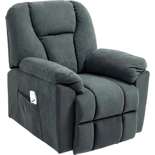 HOMCOM Elektrisch Relaxsessel Fernsehsessel mit Liegefunktion Wärmefunktion Massagesessel mit Seitentasche Liegesessel mit USB-Anschlüsse Taschenfeder für Wohnzimmer Dunkelgrau   Aosom