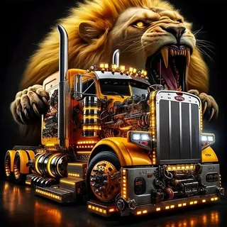 VGJM Truck Lion Diamond Painting Kits for Adults, 5D Diamond Art Kits for Beginners, DIY Full Round Drill Picture with Diamond for Home Wall Decor,30x40cm