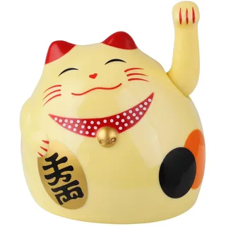 Freak Scene Glückskatze - Maneki-Neko - rundliche Winkekatze 8 cm - beige