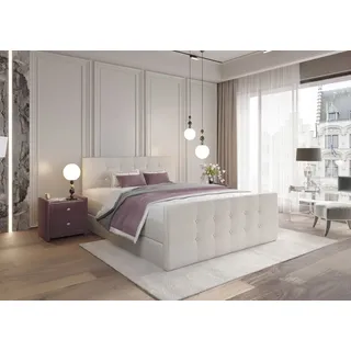 KEF Boxspringbett Polsterbett Paris Bett mit Matratze und Topper Doppelbett mit Bettkasten Bonell Matratze H3 180x200 cm Beige Enjoy - Beige
