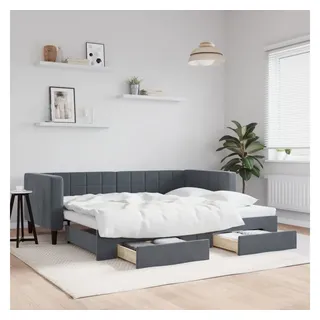 vidaXL Tagesbett Ausziehbar mit Schubladen Dunkelgrau 90x200 cm Samt