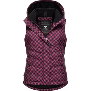 Steppweste RAGWEAR "Hesty Print", Damen, Gr. M (38), pink (fuchsia), Obermaterial: 100% Polyester. Innenfutter: 100% Polyester. Wattierung: 100% Polyester, gerade hüftbedeckend, hoch geschlossener Ausschnitt, Westen Steppweste, Weste mit abnehmbarer Kapuze und Hahnentritt Muster