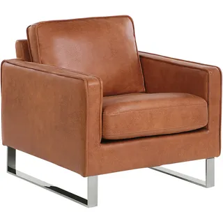 Beliani Sessel VIND Kunstleder 72 x 71 x 70 cm Goldbraun mit Kissen