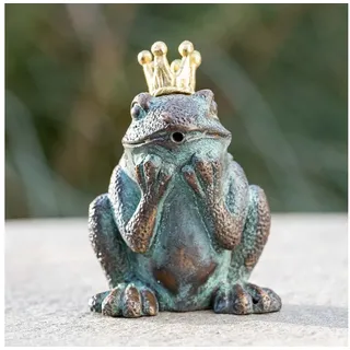 IDYL Gartenfigur Frosch-König wasserspeiend Maße: 9 x 5 x 5 cm, Teichdeko