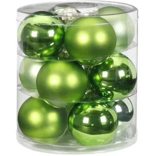Magic Weihnachtskugeln Glas 8cm 12 STK. Christbaumkugeln (Sparkling Nature - Grün Hellgrün)