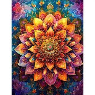 5D Diamond Painting Buntes Mandala Diamant Painting Bilder, Voll Set Diamond Painting Erwachsene DIY Diamant Malerei Bilder Kits Nach Zahlen für Kinder Mädchen Geschenke, Haus Wand Dekor 45x60cm k-28