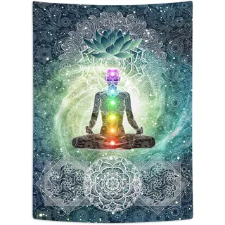 Chakra Vertikaler Wandteppich, sieben Chakra, Yoga, Meditation, Zen-Dekor, Wandbehang für Schlafzimmer, Hippie-Lotus, spirituelle Wandteppiche, Poster, Studentenwohnheim, Zuhause (40 Wx60 H)