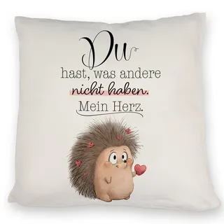 Verliebter Igel Kissen mit Spruch Mein Herz gehört dir allein Cartoon Igel Liebesbote Romantisches Valentinsgeschenk mit Herzen Liebe Romantik zum Valentinstag