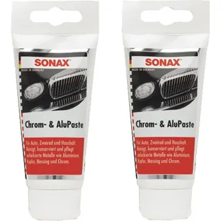 2x 75ml SONAX CHROM- & ALUPASTE CHROMPASTE PASTE POLITUR POLIERMITTEL 31682172