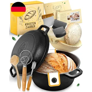 KRUSTENZAUBER Gusseisen Topf Brot Backen Im XXL Set - Brotbackform Mit Deckel In