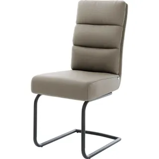 DeLife Schwingstuhl Pela-Flex Freischwinger rund Schwarz Echt-Leder Schlamm - Beige, Braun