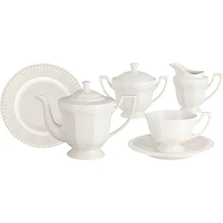 VILLA ITALIA Kaffeeservice für 6 Personen VENICE WHITE - Elegantes Kaffee- und Teeservice, Mikrowellen und Spülmaschinenfest Kaffeegeschirr