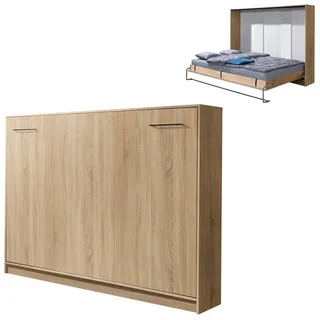 QMM TraumMöbel Schrankbett, Eiche, Holzwerkstoff, 140x200 cm, Schlafzimmer, Betten, Klappbetten