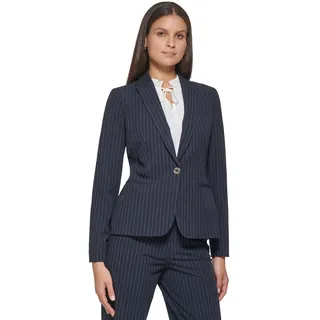 Tommy Hilfiger Damen Blazer mit Nadelstreifen-Puffärmeln, Midnight Multi, 40 - 40