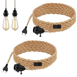 E27 Vintage Lampenkabel HäNgende Leuchte: WIYETY 2 Stück Vintage Hängelampe mit Stecker und Stecker, E27 Lampenaufhängung DIY Hängelampe mit 4,5M Kabel