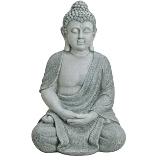 Worldconnection XXL Großer Buddha 62 cm aus Polyresin (ähnlich Einer Steinfigur) Garten Deko Figur Skulptur Feng Shui sitzend