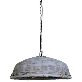 Dirk Davids Leuchten GmbH Hängeleuchten Hängeleuchte Ø50x20 cm JAELYNN Rattan grau 2907574, ohne Leuchtmittel grau