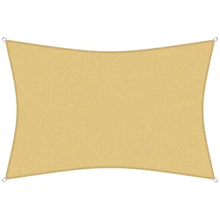 sunprotect 83230 Professional Sonnensegel 6 x 4 m Rechteck wind- & wasserdurchlässig, beige
