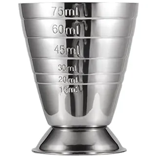 Edelstahl Cocktail Jigger,Messbecher für Bar Party Wein Cocktail Drink für Bar Party Wein 75 ml Volumen mit 6 Maßmarkierungen