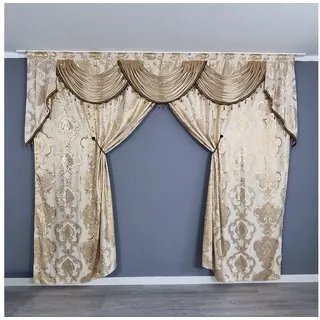 Gardinen by Justyna Verdunkelungsvorhang Barock Gardine Beige, Kräuselband, blickdicht, Polyester, Verdunkelung,Kräuselband,Verdunkelt,Barock Stil,Orientalisch Perde beige