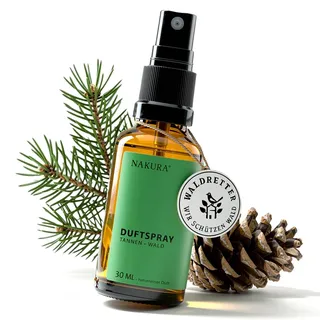 NAKURA® Raumspray, Duftspray und Lufterfrischer TANNEN - WALD Bio 30 ml - Natürliches Duftspray aus naturreinen ätherische Öle - Lufterfrischer Wohnung, Raumduft, Airspray, Wald Duft ohne Chemie