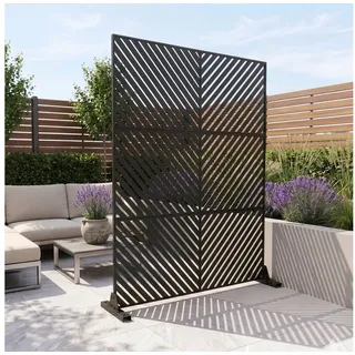 casa.pro Trennwand Kekan verzinkter Stahl 180x120 cm Schwarz casa.pro