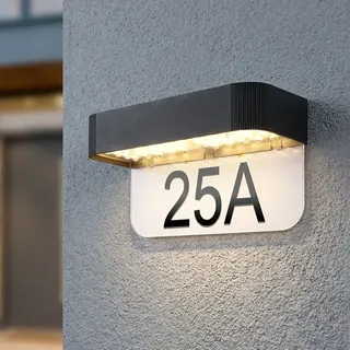 Solarleuchte Wandlampe Außenleuchte Bewegungsmelder Hausnummer Akku USB grau LED
