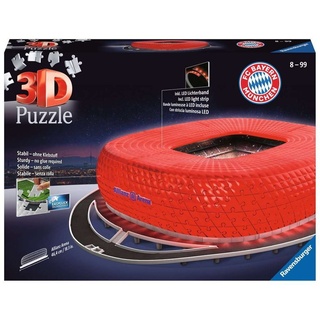 Ravensburger 3D-Puzzle 216 Teile Ravensburger 3D Puzzle Bauwerk Allianz Arena bei Nacht 12530, 216 Puzzleteile