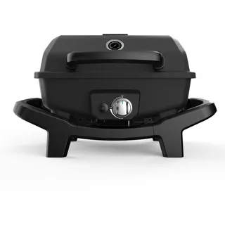 BURNHARD 1-Brenner Gasgrill Wayne JR. 3,6 kW – Tragbarer Balkongrill - Tischgasgrill klein mit Aludruckguss Brennkammer inkl. Abdeckhaube – Gusseisen Grillrost