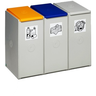 Resorti Wertstoffsammler Karat 60 Liter Deckel und Klemmring in 4 Größen erhältlicher Abfallbehälter Abfalleimer Abfalltrenner Mülleimer (3er)