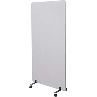 Akustik-Trennwand HWC-G77, Büro-Sichtschutz Raumteiler Pinnwand, doppelwandig rollbar Stoff/Textil - 167x80cm grau