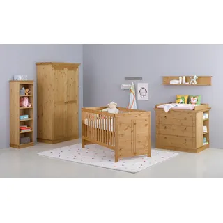 Babyzimmer-Komplettset OTTO HOME "Indra, FSC zertifiziertes Massivholz, zum Jugendzimmer umgestaltbar", beige (natur), B:391cm H:187cm T:54cm, Massivholz, Schlafzimmermöbel-Sets, Topseller