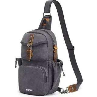 Brusttasche Schultertasche Canvas Herren Retro Reise Schwarz