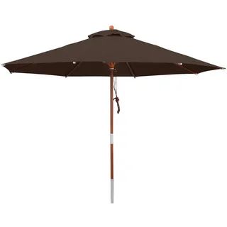 anndora 30001 Sonnenschirm, braun, 300 cm rund, Gestell Holz, Bespannung Polyester, 9.5 kg