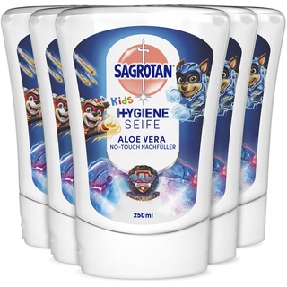 Sagrotan No-Touch Kids Nachfüller Aloe Vera – Paw Patrol Edition – Für den automatischen Seifenspender – 5 x 250 ml Handseife