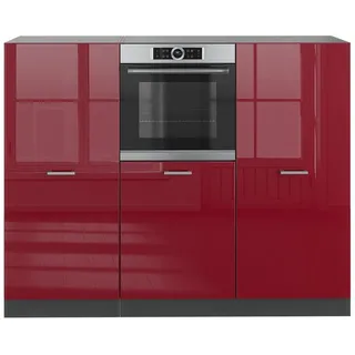 Vicco Küchenzeile R-Line 180 cm Rot Hochglanz/Anthrazit